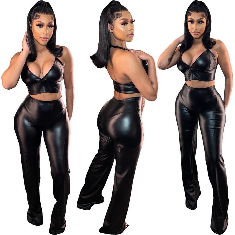 Faux Leather Pant Set